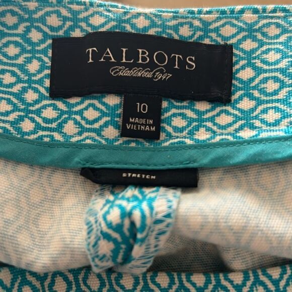 Talbots Turquoise and White Cropped Pants - Picture 5 of 5